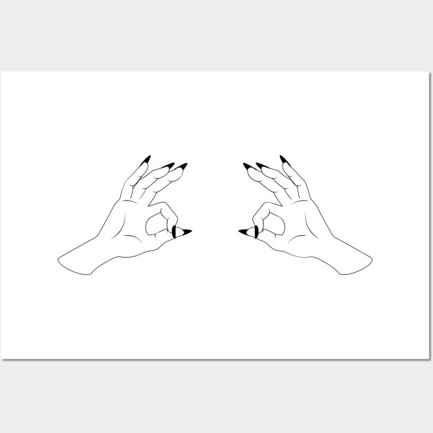 Woman hands with black nails Wall Art by wearecrowned